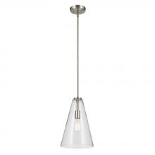 Kichler 42199NICS - 1-Light Cone Pendant with Clear Seeded Glass in Brushed Nickel