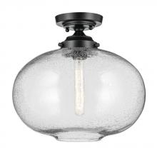 Kichler 43913BK - 1 - Light Semi-Flush Mount with Clear Seeded Glass in Black