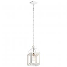 Kichler 52030WH - 1 - Light Pendant in White and Polished Silver