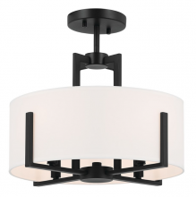 Kichler 52591BK - 4 - Light Semi-Flush with White Fabric Shade in Black