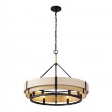 Varaluz 389P06MBHN - 6 - Light Pendant - Matte Black/Honey/Medium Oak
