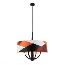 Varaluz 501P04BLSB - 4 - Light Pendant - Black/Satin Brass/Patchwork