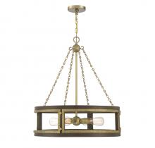 Savoy House 1-1490-4-170 - 4 - Light Pendant in Burnished Brass with Walnut