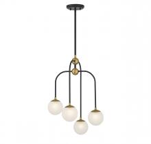 Savoy House 1-6697-4-143 - 4 - Light Chandelier in Matte Black with Warm Brass Accents