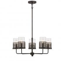 Savoy House 1-7778-5-181 - 5 - Light Chandelier in Gunsmoke with Gray Rattan