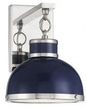 Savoy House 9-8884-1-174 - 1 - Light Wall Sconce in Navy with Polished Nickel Accents