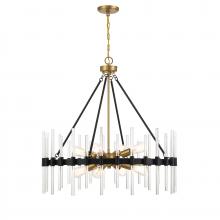 Savoy House 7-1937-8-143 - 8-Light Pendant in Matte Black with Warm Brass Accents
