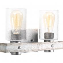 Progress Lighting P300124-141 - Two-Light Galvanized Finish Clear Seeded Glass Coastal Bath Vanity Light