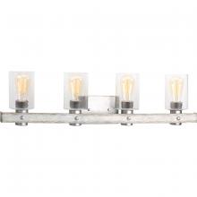 Progress Lighting P300126-141 - Four-Light Galvanized Finish Clear Seeded Glass Coastal Bath Vanity Light
