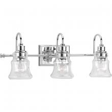 Progress Lighting P300139-015 - Litchfield Collection Three-Light Polished Chrome Clear Glass Coastal Bath Vanity Light