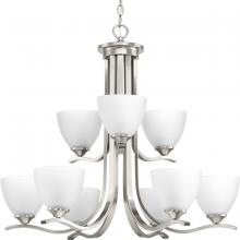 Progress Lighting P400064-009 - Laird Collection Nine-Light Brushed Nickel Etched Glass Traditional Chandelier Light