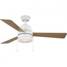 Progress Lighting P250076-028-WB - 52" 3-Blade Indoor Satin White Modern Ceiling Fan with Light Kit and White Opal Shade