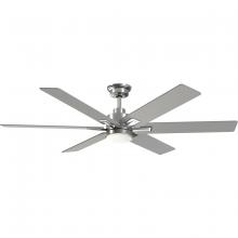 Progress Lighting P250103-009-CS - Dallam Collection 60 in. Six-Blade Brushed Nickel Transitional Ceiling Fan with Integrated CCT-LED L