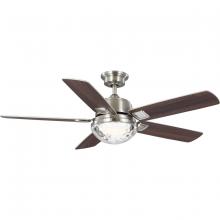 Progress Lighting P250104-009-CS - Tompkins Collection 52 in. Five Blade Brushed Nickel Coastal Ceiling Fan with Integrated CCT-LED Lig