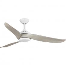Progress Lighting P250105-028-30 - Conte Collection 52-in Three-Blade Matte White Contemporary Ceiling Fan with Washed Oak Blades