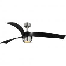 Progress Lighting P250107-009-30 - Insigna Collection 60-in Three-Blade Brushed Nickel Contemporary Ceiling Fan with Matte Black Blades