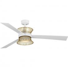 Progress Lighting P250110-028-30 - 55" Three-Blade Matte White Global Ceiling Fan with Brushed Gold Accent