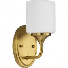Progress Lighting P2801-191 - Lynzie Collection One-Light Brushed Gold Etched Opal Glass Modern Bath Vanity Light