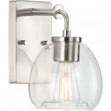 Progress Lighting P300345-009 - Caisson Collection One-Light Brushed Nickel Clear Glass Urban Industrial Bath Vanity Light