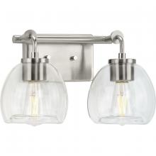 Progress Lighting P300346-009 - Caisson Collection Two-Light Brushed Nickel Clear Glass Urban Industrial Bath Vanity Light