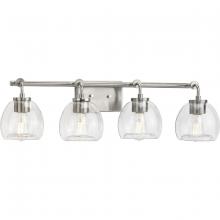 Progress Lighting P300348-009 - Caisson Collection Four-Light Brushed Nickel Clear Glass Urban Industrial Bath Vanity Light
