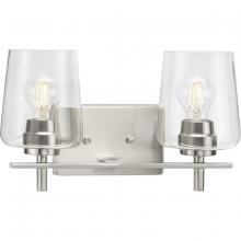 Progress Lighting P300361-009 - Calais Collection Two-Light New Traditional Brushed Nickel Clear Glass Bath Vanity Light