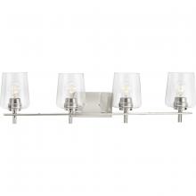 Progress Lighting P300363-009 - Calais Collection Four-Light New Traditional Brushed Nickel Clear Glass Bath Vanity Light