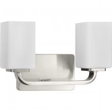 Progress Lighting P300369-009 - Cowan Collection Two-Light Modern Brushed Nickel Etched Opal Glass Bath Vanity Light