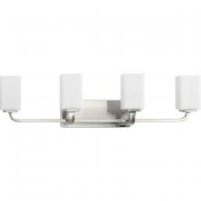 Progress Lighting P300371-009 - Cowan Collection Four-Light Modern Brushed Nickel Etched Opal Glass Bath Vanity Light