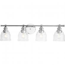 Progress Lighting P300376-015 - Ambrose Collection Four-Light Farmhouse Polished Chrome Clear Glass Bath Vanity Light