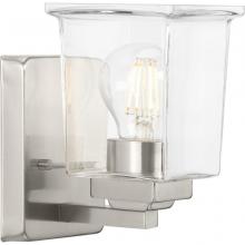 Progress Lighting P300377-009 - Gilmour Collection One-Light Modern Farmhouse Brushed Nickel Clear Glass Bath Vanity Light