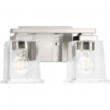 Progress Lighting P300378-009 - Gilmour Collection Two-Light Modern Farmhouse Brushed Nickel Clear Glass Bath Vanity Light