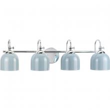 Progress Lighting P300384-015 - Dalton Collection Four-Light Farmhouse Polished Chrome Metal Shade Bath Vanity Light