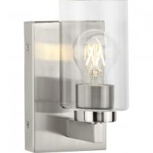 Progress Lighting P300386-009 - Goodwin Collection One-Light Brushed Nickel Modern Vanity Light with Clear Glass