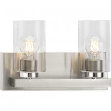 Progress Lighting P300387-009 - Goodwin Collection Two-Light Brushed Nickel Modern Vanity Light with Clear Glass