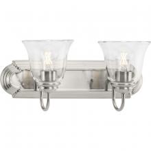 Progress Lighting P300390-009 - Two-Light Brushed Nickel Transitional Bath and Vanity Light with Clear Glass for Bathroom