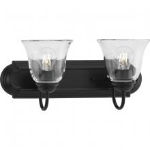 Progress Lighting P300390-31M - Two-Light Matte Black Transitional Bath and Vanity Light with Clear Glass for Bathroom