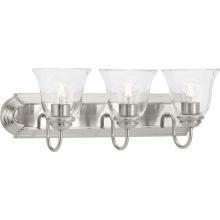 Progress Lighting P300391-009 - Three-Light Brushed Nickel Transitional Bath and Vanity Light with Clear Glass for Bathroom