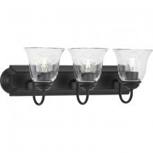 Progress Lighting P300391-31M - Three-Light Matte Black Transitional Bath and Vanity Light with Clear Glass for Bathroom