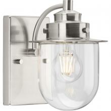 Progress Lighting P300434-009 - Northlake Collection One-Light Brushed Nickel Clear Glass Transitional Bath Light