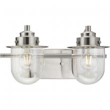 Progress Lighting P300435-009 - Northlake Collection Two-Light Brushed Nickel Clear Glass Transitional Bath Light