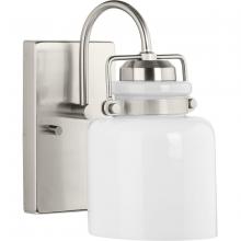 Progress Lighting P300438-009 - Fessler Collection One-Light Brushed Nickel Opal Glass Farmhouse Bath Light