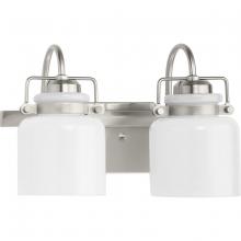Progress Lighting P300439-009 - Fessler Collection Two-Light Brushed Nickel Opal Glass Farmhouse Bath Light