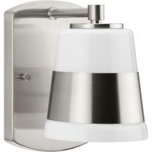 Progress Lighting P300442-009 - Haven Collection One-Light Brushed Nickel Opal Glass Luxe Industrial Bath Light