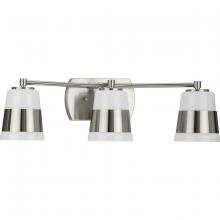 Progress Lighting P300444-009 - Haven Collection Three-Light Brushed Nickel Opal Glass Luxe Industrial Bath Light