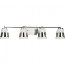 Progress Lighting P300445-009 - Haven Collection Four-Light Brushed Nickel Opal Glass Luxe Industrial Bath Light