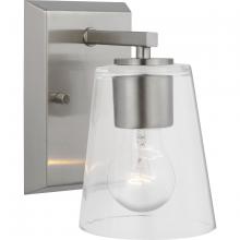 Progress Lighting P300457-009 - Vertex Collection One-Light Brushed Nickel Clear Glass Contemporary Bath Light