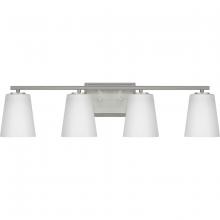 Progress Lighting P300464-009 - Vertex Collection Four-Light Brushed Nickel Etched White Glass Contemporary Bath Light