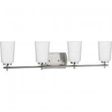 Progress Lighting P300468-009 - Adley Collection Four-Light Brushed Nickel Etched Opal Glass New Traditional Bath Vanity Light