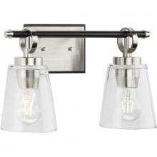 Progress Lighting P300481-009 - Cassell Collection Two-Light Brushed Nickel Matte Black Luxe Industrial Bath & Vanity Light